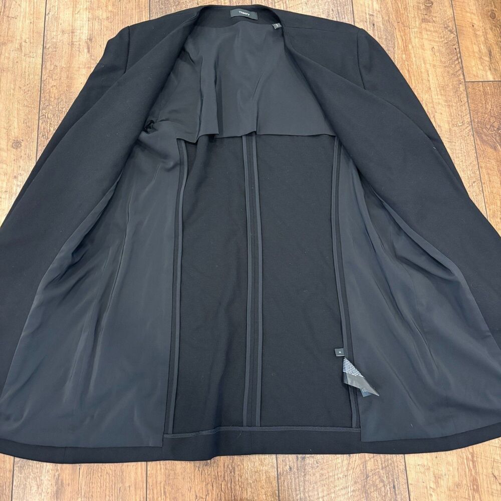 Theory Lindrayia Blazer in Black Women's Size 8 Slim Fit Open Front Patch Pocket - Picture 6 of 9